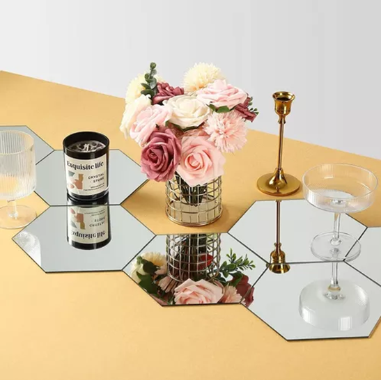 SET PEGATINAS ESPEJOS DECORATIVOS MARINSHOP VINILO PARED ACRILICO HEXAGONAL 15U - 3