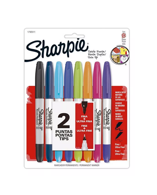 SET 8 MARCADORES SHARPIE DOBLE PUNTA MULTICOLOR - 5
