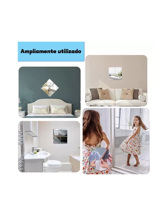PACK 30 ESPEJOS ADHESIVOS DECORATIVOS 15X15CM MULTIUSOS - 5