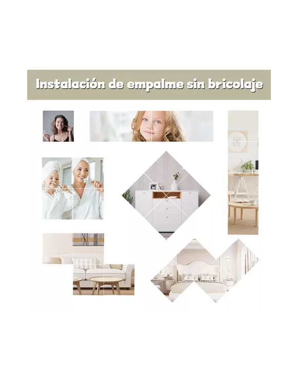 PACK 30 ESPEJOS ADHESIVOS DECORATIVOS 15X15CM MULTIUSOS - 6