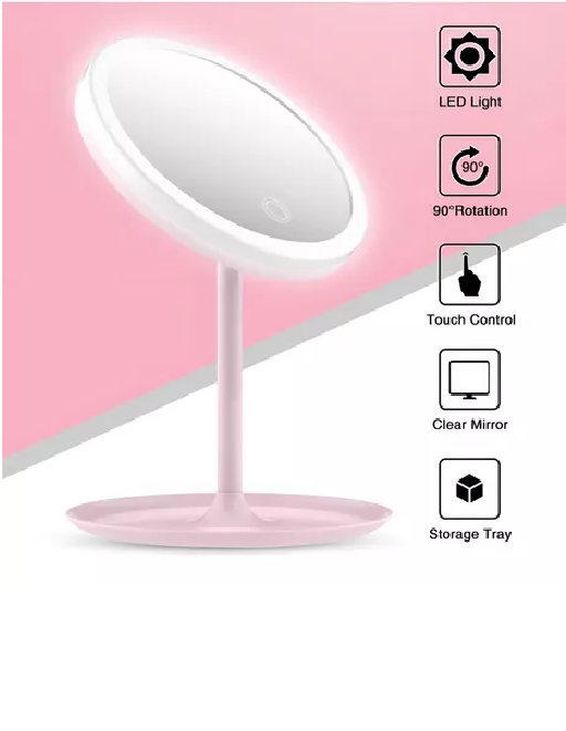 ESPEJO CON LUZ LED MAQUILLAJE PLEGABLE REDONDO RECARGABLE - 2
