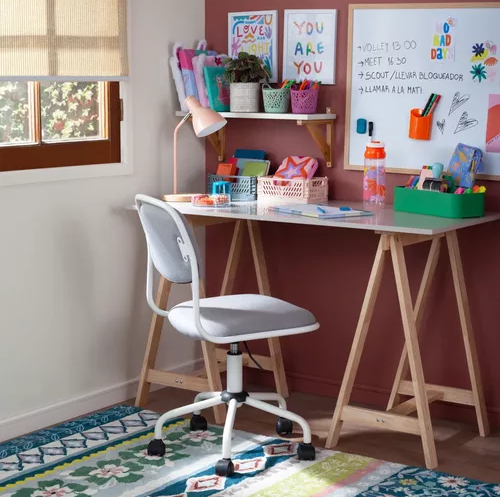 SILLA DE ESCRITORIO CON TAPIZADO DE TELA MELANGE CASAIDEAS COLOR GRIS - 6