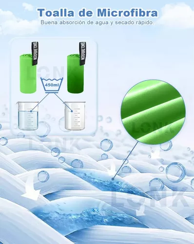 TOALLAS DE MICROFIBRA, TOALLA DEPORTIVA, 3 PIEZAS, VERDE - 3
