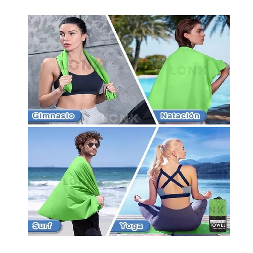 TOALLAS DE MICROFIBRA, TOALLA DEPORTIVA, 3 PIEZAS, VERDE - 5