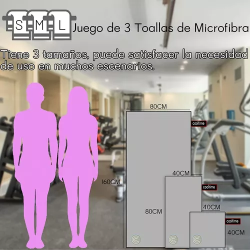 TOALLAS DE MICROFIBRA, TOALLA DEPORTIVA, 3 PIEZAS, GRIS - 2