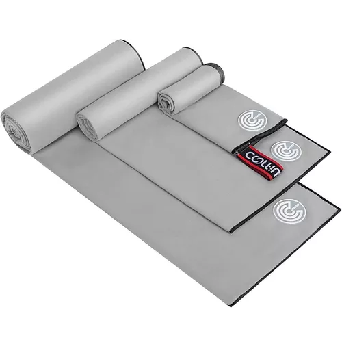 TOALLAS DE MICROFIBRA, TOALLA DEPORTIVA, 3 PIEZAS, GRIS - 3