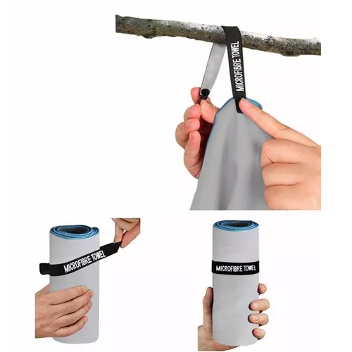 TOALLA DE BAÑO DE VIAJE DE MICROFIBRA, SECADO RÁPIDO, 3 PIEZAS, GRIS - 4