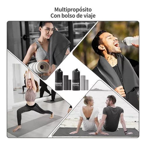 TOALLA BAÑO VIAJE MICROFIBRA SECADO RÁPIDO, PCS GRIS OSCURO - 4