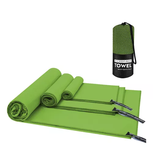 TOALLA BAÑO VIAJE MICROFIBRA SECADO RÁPIDO, PCS VERDE FLUORE - 1