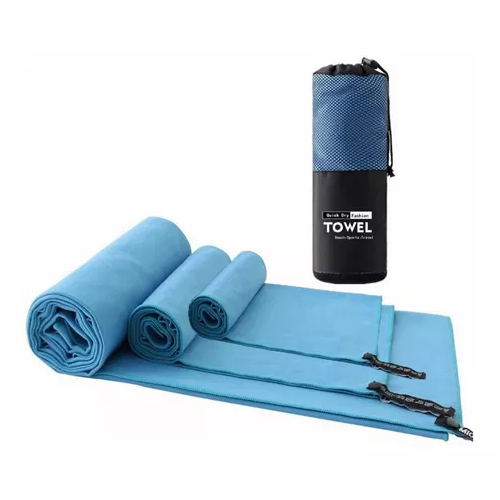 TOALLA DE BAÑO DE MICROFIBRA, SECADO RÁPIDO, 3 PIEZAS, AZUL MARINO - 1