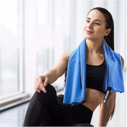 TOALLA DE BAÑO DE MICROFIBRA, SECADO RÁPIDO, 3 PIEZAS, AZUL MARINO - 5