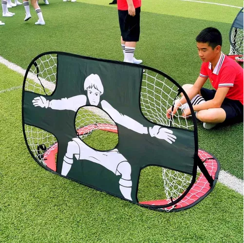PORTERÍA ARCO DE FÚTBOL 5 TIROS, DOBLE USO ENTRENAMIENTO NEGRO - 4