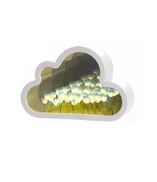 LUZ NOCTURNA CON ESPEJO TULIPÁN NUBE PARA DORMITORIO AZUL - 1