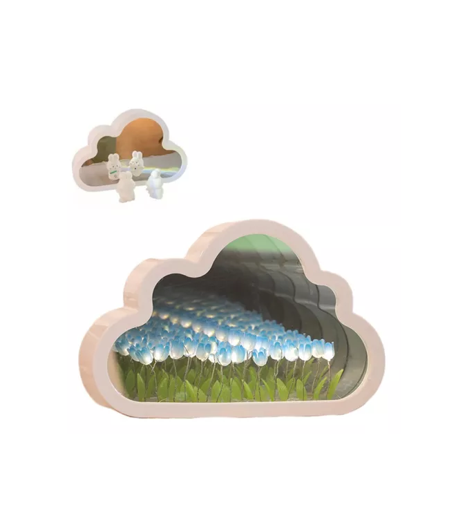 LUZ NOCTURNA CON ESPEJO TULIPÁN NUBE PARA DORMITORIO AZUL - 2