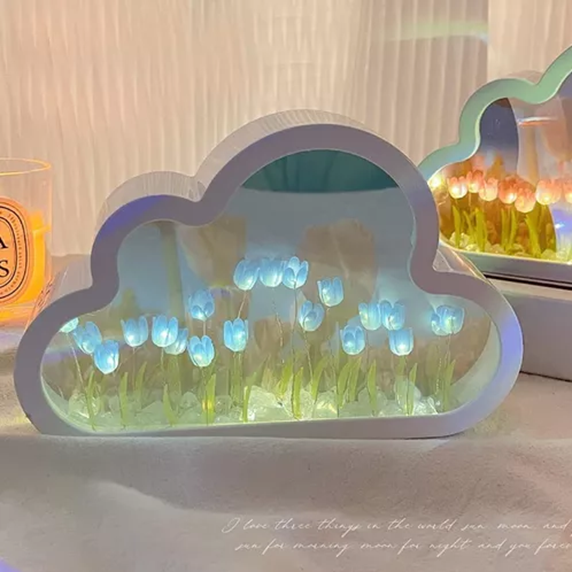 LUZ NOCTURNA CON ESPEJO TULIPÁN NUBE PARA DORMITORIO AZUL - 3
