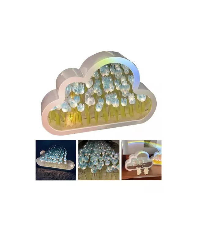 LUZ NOCTURNA CON ESPEJO TULIPÁN NUBE PARA DORMITORIO AZUL - 4