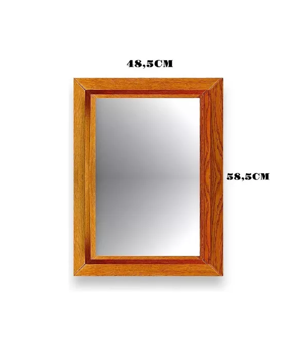 ESPEJO DE PARED DECORATIVO DISEÑO MADERA COLOR MARCO MARRÓN OSCURO - 2