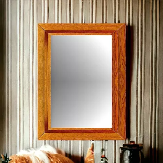 ESPEJO DE PARED DECORATIVO DISEÑO MADERA COLOR MARCO MARRÓN OSCURO - 3