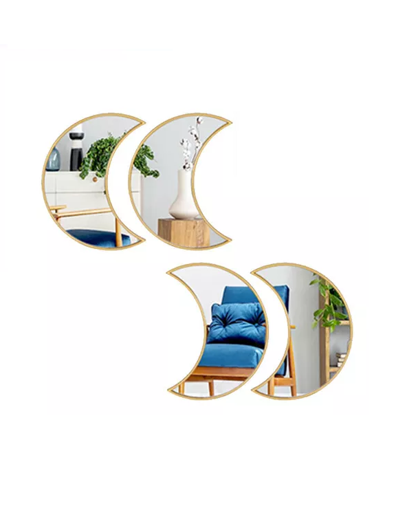 ESPEJO DECORATIVO SET DE 4 LUNAS 26CM DORADAS PLÁSTICO VGO - 2