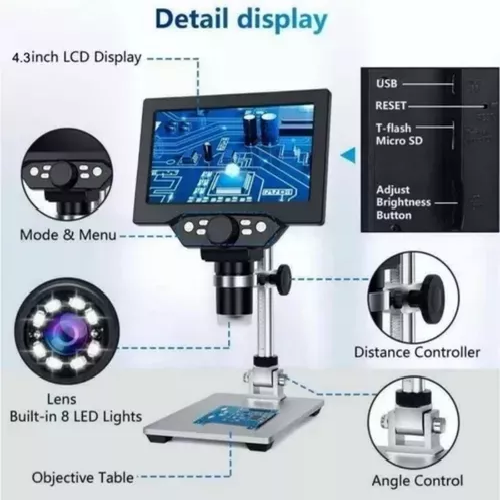 MICROSCOPIO ELECTRÓNICO ACADÉMICO, PANTALLA LCD HD DE 7.2 IN - 4