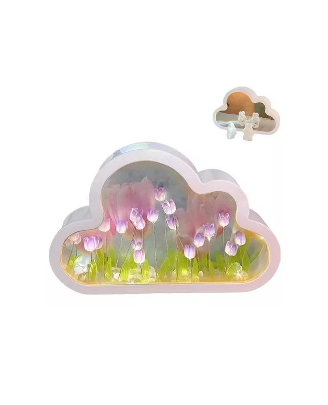 LUZ NOCTURNA CON ESPEJO TULIPÁN NUBE PARA DORMITORIO VIOLETA - 2