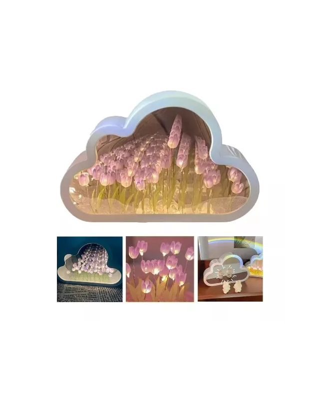 LUZ NOCTURNA CON ESPEJO TULIPÁN NUBE PARA DORMITORIO VIOLETA - 3