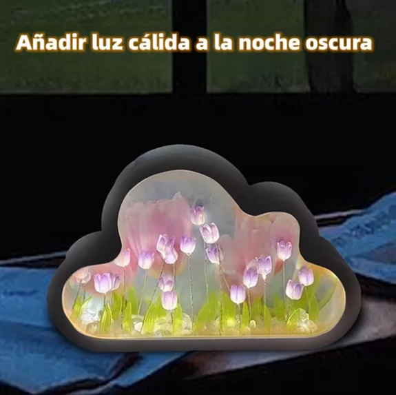 LUZ NOCTURNA CON ESPEJO TULIPÁN NUBE PARA DORMITORIO VIOLETA - 4