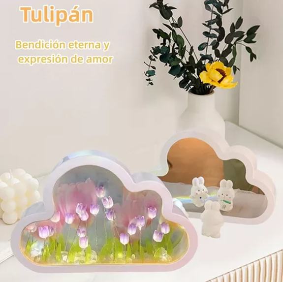 LUZ NOCTURNA CON ESPEJO TULIPÁN NUBE PARA DORMITORIO VIOLETA - 5