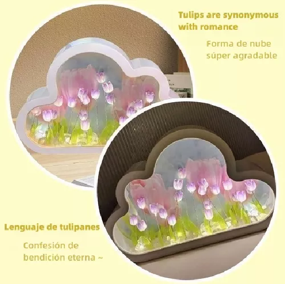LUZ NOCTURNA CON ESPEJO TULIPÁN NUBE PARA DORMITORIO VIOLETA - 6