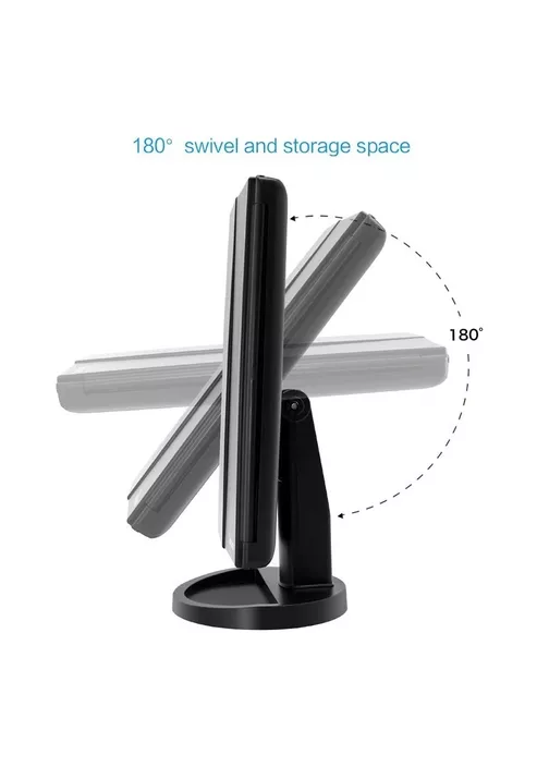 ESPEJO MAQUILLAJE 22 LUCES LED AUMENTO X1, X2, X3, X10 GIRATORIO NEGRO - 2