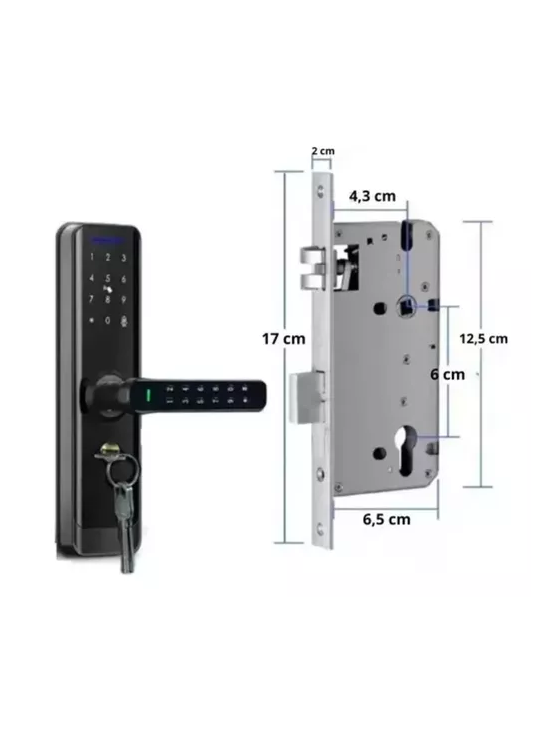 CERRADURA DIGITAL SMART LOCK CHAPA CLAVE TARJETA INTELIGENTE NEGRA - 3