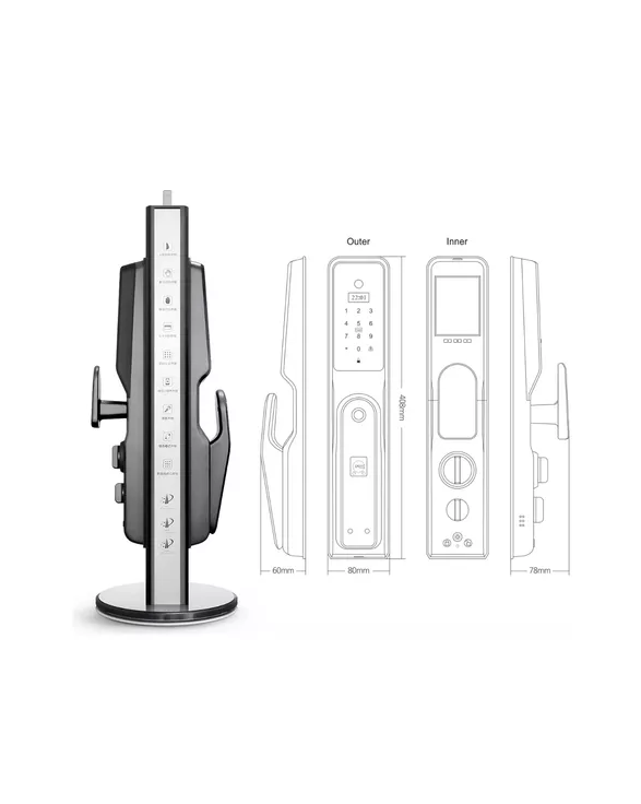 CERRADURA INTELIGENTE DIGITAL ELÉCTRICA TUYA APP CON WIFI NEGRA - 4