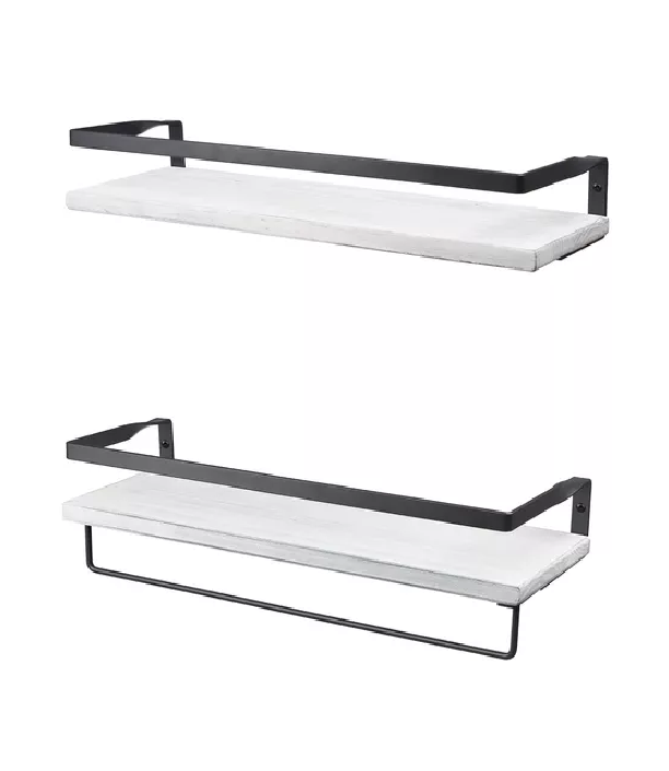 REPISAS FLOTANTES DE MADERA MODERNAS MULTIPROPÓSITO KIT 2 BLANCO - 2