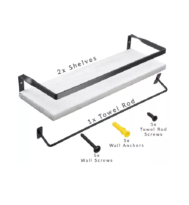 REPISAS FLOTANTES DE MADERA MODERNAS MULTIPROPÓSITO KIT 2 BLANCO - 3
