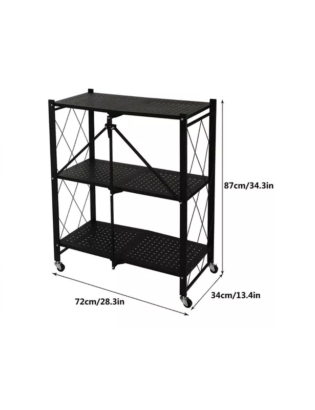REPISA ESTANTE 3 NIVELES METÁLICA PLEGABLE RESISTENTE 90KG COLOR NEGRO - 4
