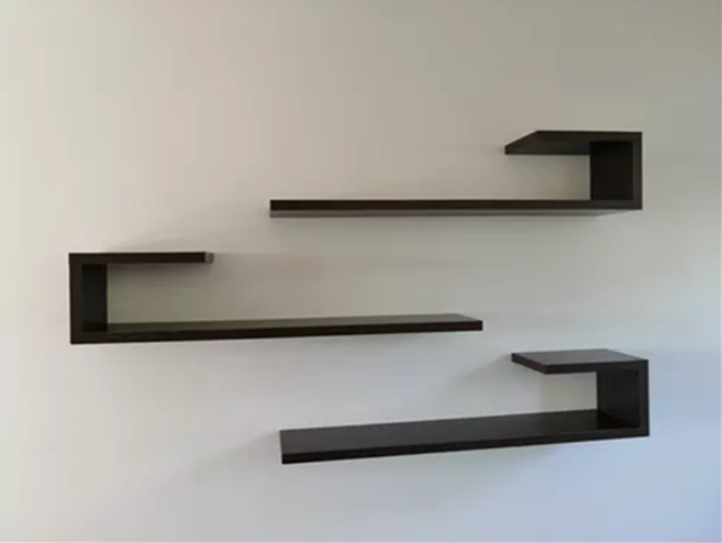 JUEGO DE REPISAS FLOTANTES MODELO CULEBRA MARRÓN OSCURO - 1