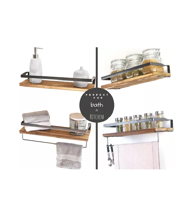 REPISAS FLOTANTES DE MADERA MODERNAS MULTIPROPÓSITO KIT 2 CAFÉ - 3