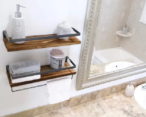 REPISAS FLOTANTES DE MADERA MODERNAS MULTIPROPÓSITO KIT 2 CAFÉ - 5