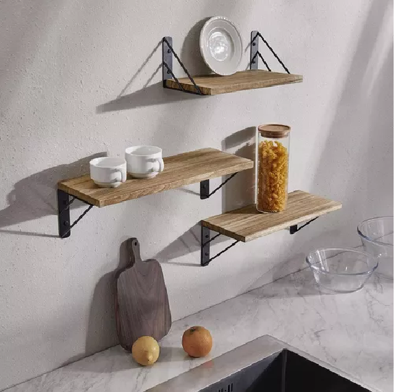 REPISAS FLOTANTES DE MADERA MULTIPROPÓSITO KIT 3 MARRÓN CLARO - 4