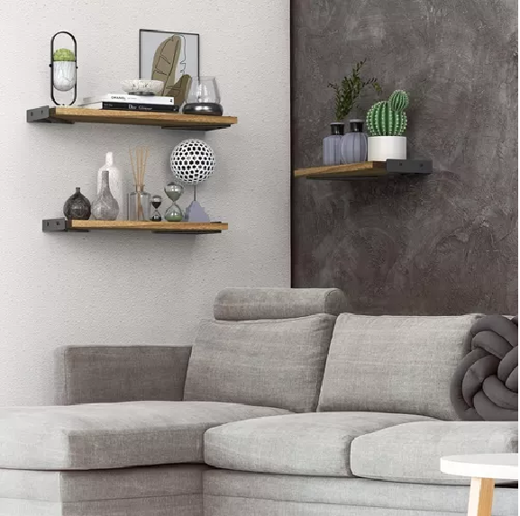 REPISAS FLOTANTES DE MADERA MULTIPROPÓSITO KIT 3 MARRÓN CLARO - 5