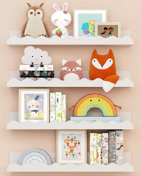 REPISAS PARA NIÑOS DE MADERA SET DE 4 COLOR BLANCO INFANTIL - 1