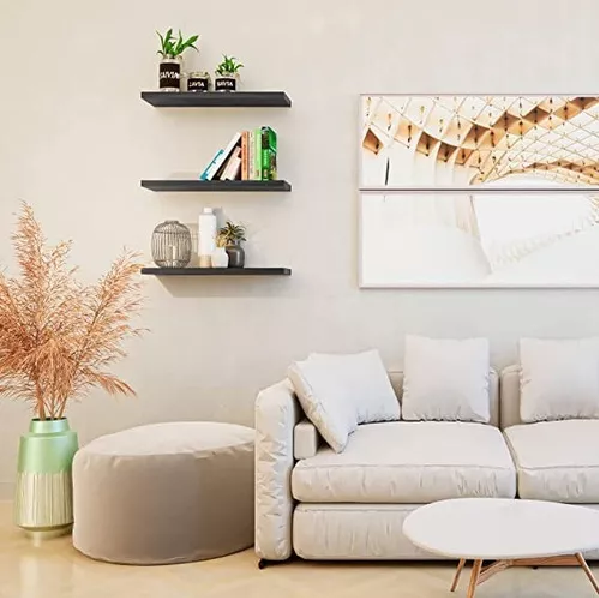 REPISAS FLOTANTES DE MELAMINA MODERNAS KIT 3 NEGRO - 3