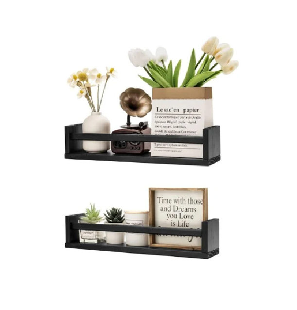 SET DE 3 REPISAS FLOTANTES MODERNAS BARANDAS 60CM NEGRO - 1