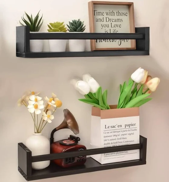 SET DE 3 REPISAS FLOTANTES MODERNAS BARANDAS 60CM NEGRO - 3