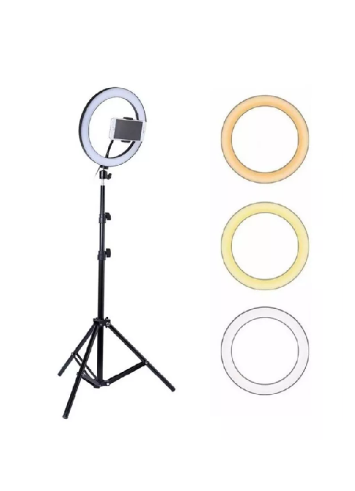 LUZ CÁLIDA DE LUZ LED ARO DE LUZ 30CM, ESTRUCTURA NEGRA 220V - 6