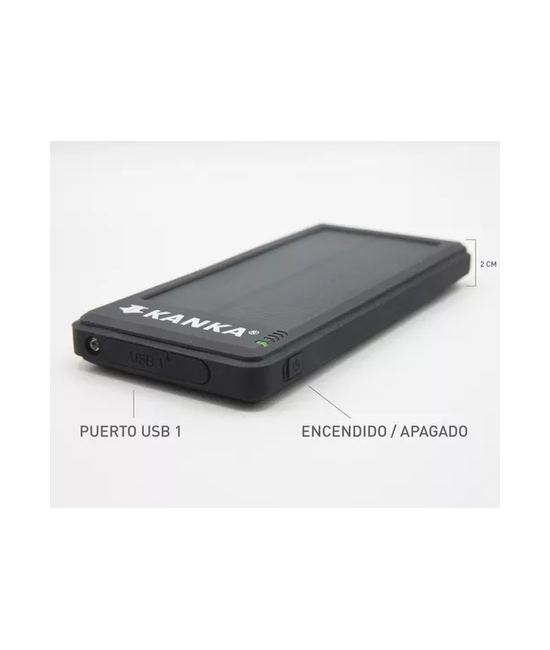 KANKA - BATERÍA RECARGABLE POWERBANK 10.000MAH, CARGA SOLAR, COLOR NEGRO - 4