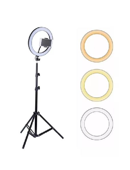 ARO DE LUZ LED 26 CM CON TRÍPODE 2 METROS, ESTRUCTURA NEGRA - 6