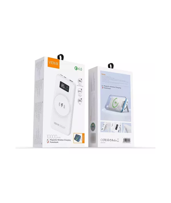 POWER BANK VIDVIE PB765 MAGNÉTICO 22.5W, PORTÁTIL, COLOR BLANCO - 4