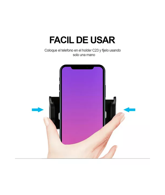 SOPORTE CELULAR AUTO, BRAZO LARGO, AJUSTABLE, COLOR NEGRO - 2