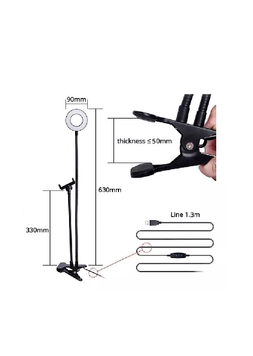 ARO LUZ LED FLEXIBLE CON SOPORTE DE CELULAR PARA MESA - 4
